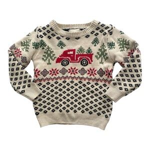 Stitch & Stone Boys Christmas Truck Knitted Sweater Size 4T Holiday Winter Cozy